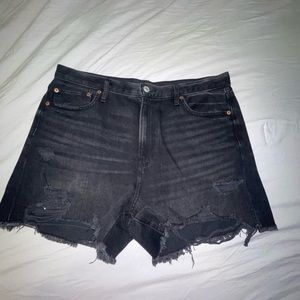 American Eagle Black Distressed Jean Shorts Sz 14